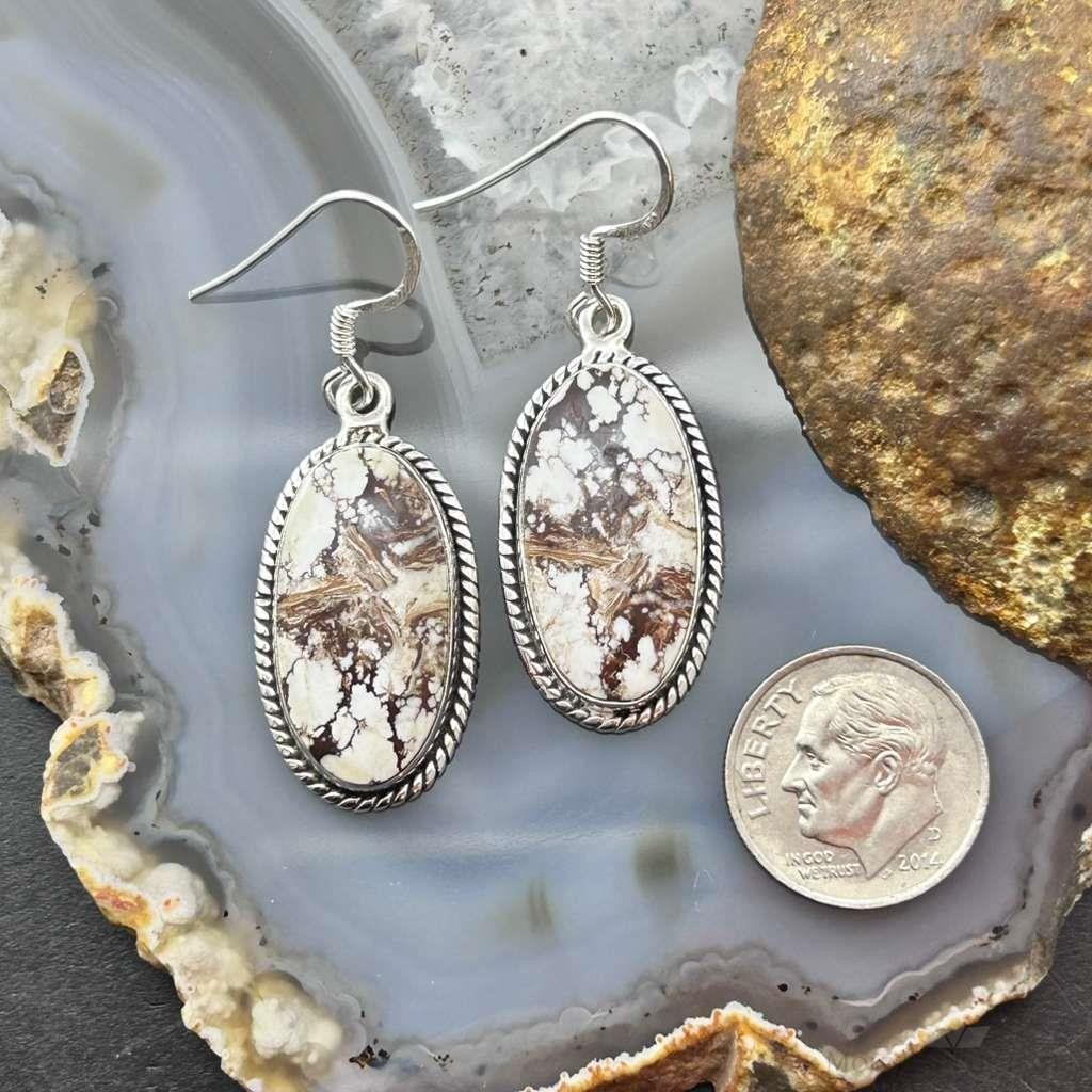 Sterling Silver Southwestern Style Oval Wild Horse Dangle Earrings For Women #1