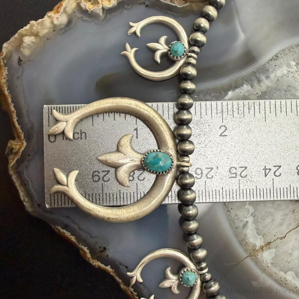 Sterling Southwestern Style 6 Small Naja & Large Naja Squash Blossom Necklace