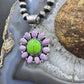 Native American Sterling Silver Green Turquoise w/Phosphosiderite Pendant For Women