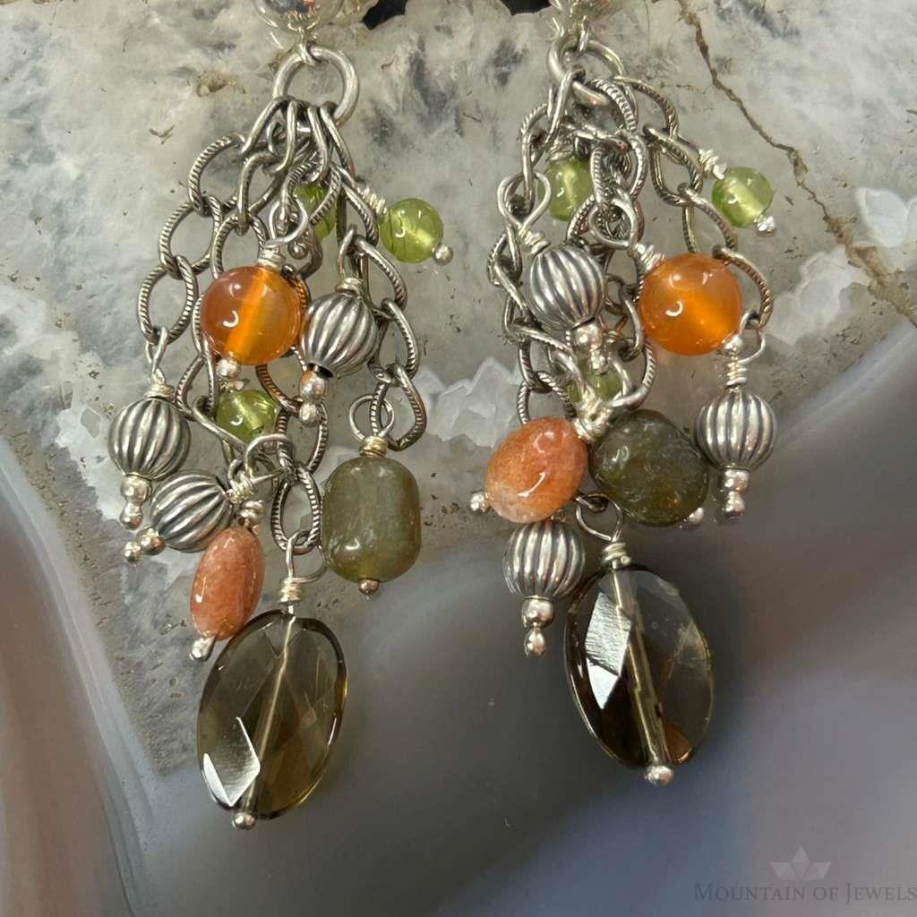 Carolyn Pollack Sterling Silver Multi Stone Dangle Earrings For Women