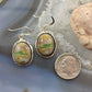 Native American Sterling Silver Oval Boulder Ribbon Turquoise Dangle Earrings