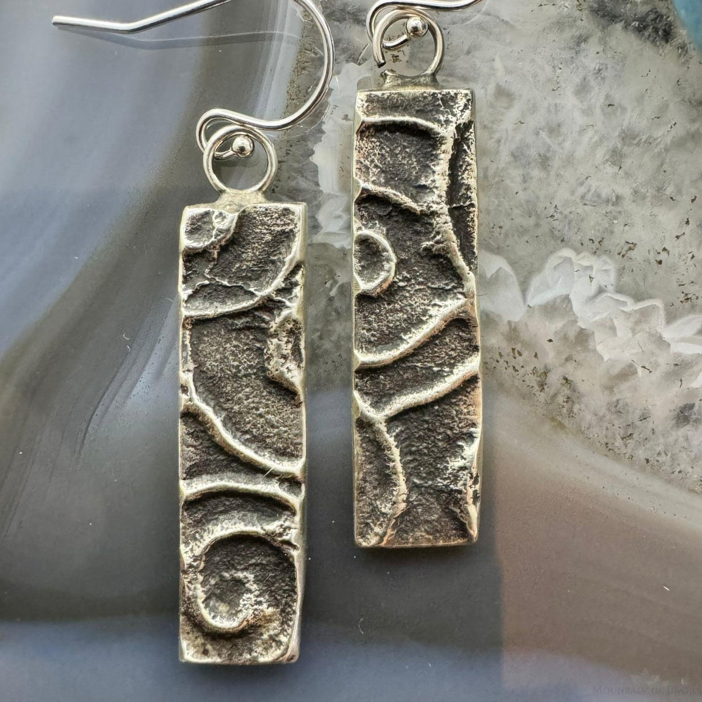 Cheyenne Custer Native American Sterling Silver Trapeze Tufa Cast Dangle Earrings For Women