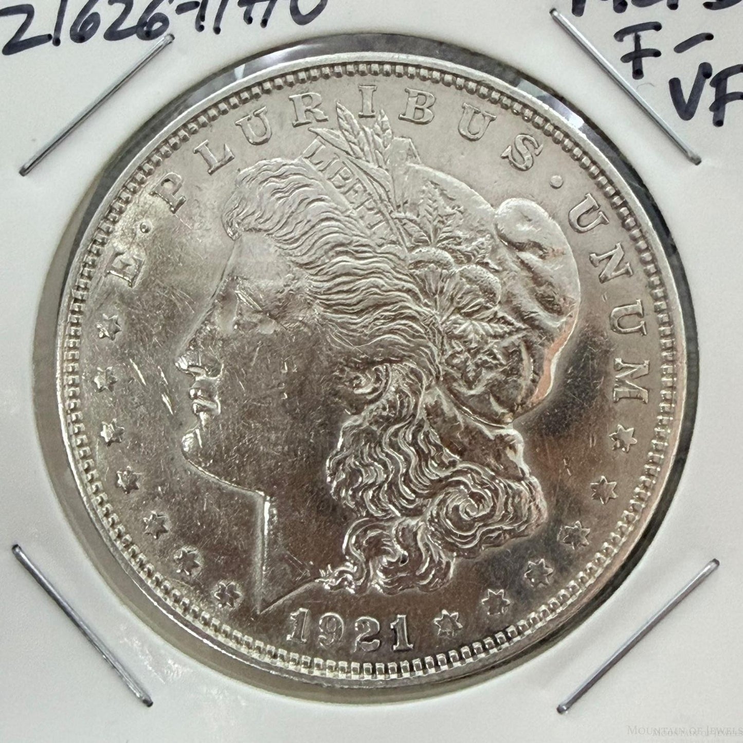 1921-D US 90% Morgan Silver Dollar F-VF #21626-11HO