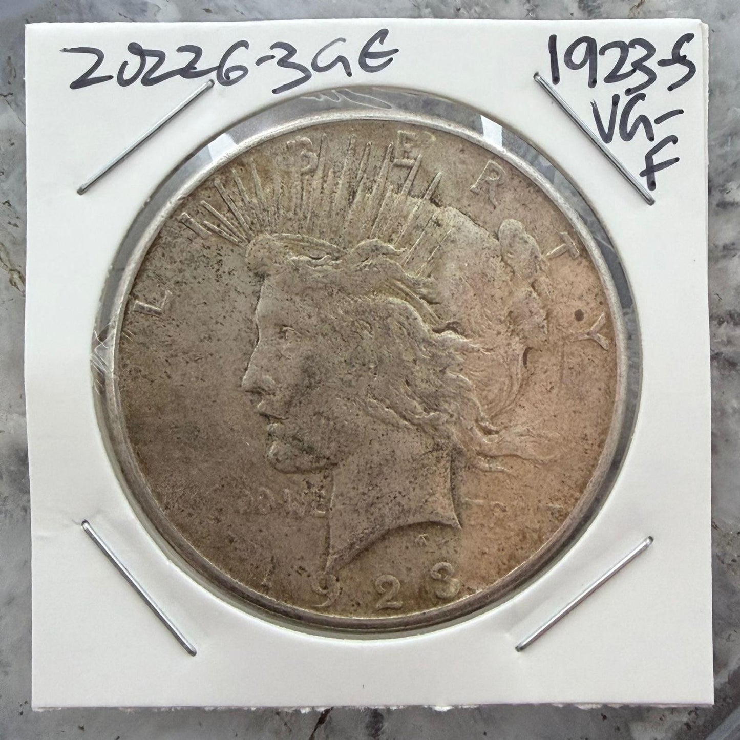 1923-S US 90% Peace Silver Dollar VG-F #20226-3GE