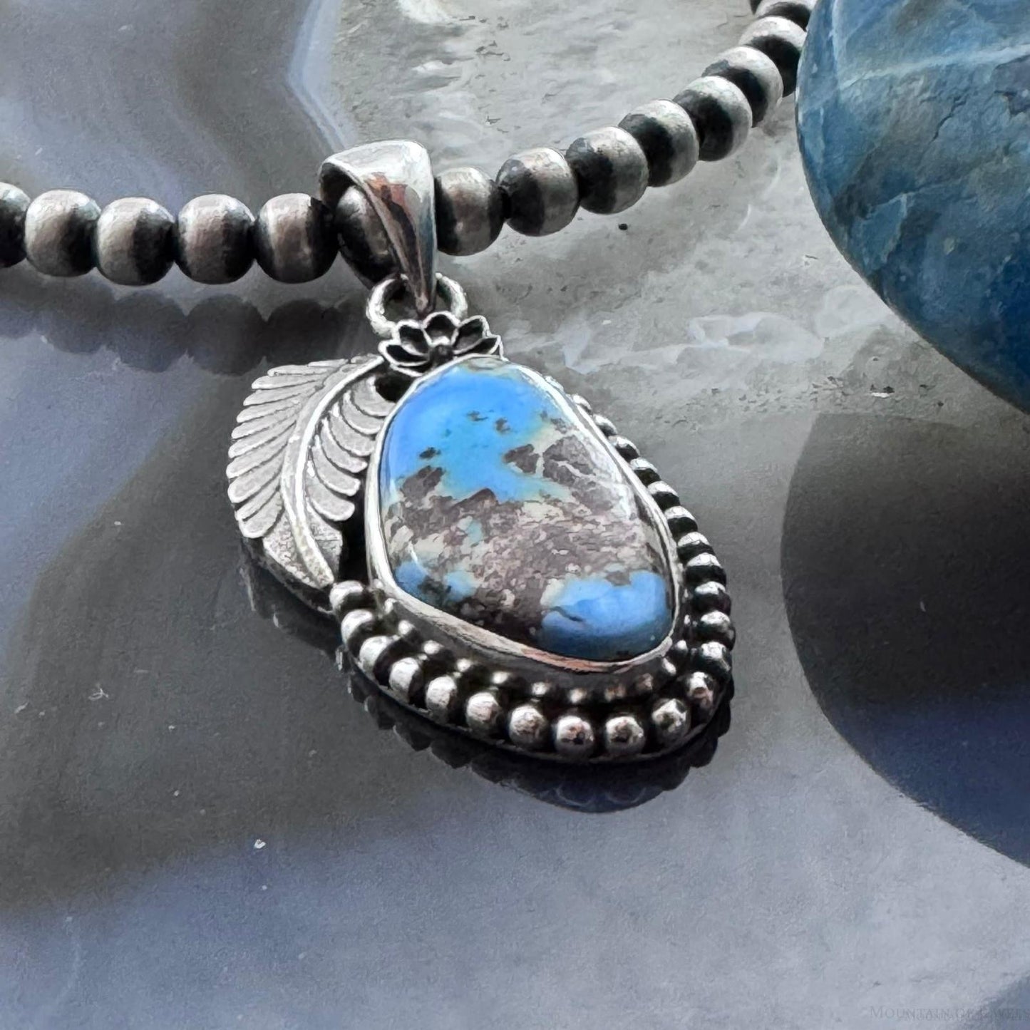 Sterling Silver Southwestern Style Golden Hill Turquoise Leaves Decorated Pendant For Women #3