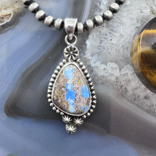 Sterling Silver Southwestern Style Golden Hill Turquoise Decorated Pendant For Women