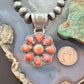 Native American Sterling Silver Orange Spiny Oyster Cluster Pendant For Women