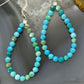 Sterling Silver Faceted Variety of Turquoise Shades Beads Hoop Earrings For Women