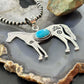 Sterling Silver Turquoise Stamped w/Indigenous Symbols Horse Unisex Pendant