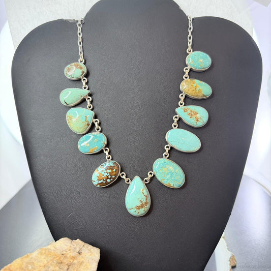 Sterling Silver Southwestern Style Royston Turquoise 19" Necklace For Women