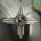 Sterling Silver Southwestern Style Rounded White Buffalo Unisex Zia Pendant #1