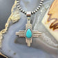 Sterling Silver Southwestern Style Teardrop Turquoise Unisex Zia Pendant