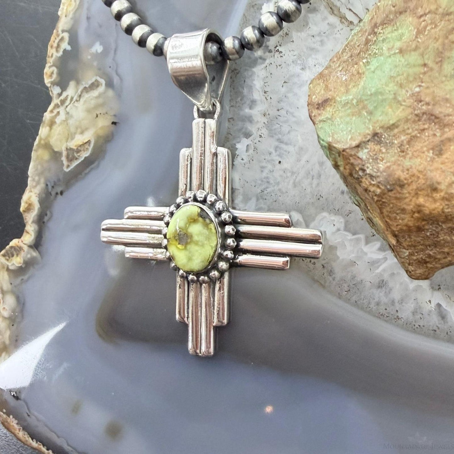 Sterling Silver Southwestern Style Oval Palamino Unisex Zia Pendant