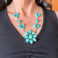 Sterling Silver Southwestern Style Royston Turquoise Cluster 18" Necklace For Women