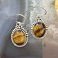 Sterling Silver Southwestern Style Oval Tiger's Eye Dangle Earrings For Women