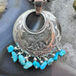 Carolyn Pollack Sterling Silver Stamped Pendant w/Turquoise Beads For Women