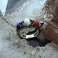 Carolyn Pollack Sterling Silver Oval Lapis, White Jasper, Red Jasper Ring Size 5 For Women