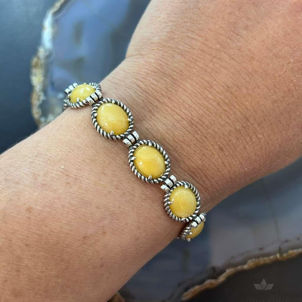 Carolyn Pollack Sterling Silver Yellow Jasper Decorated Link Bracelet For Women