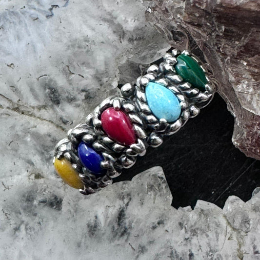 Carolyn Pollack Sterling Silver 5 Assorted Gemstone Split Shank Ring For Women