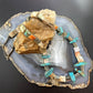 Vintage Silver Native American Chunky Turquoise w/Abalone 21" Necklace For Women
