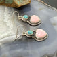 Sterling Silver Southwestern Style Pink Conch & Turquoise Dangle Earrings For Women