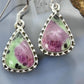 Sterling Silver Southwestern Style Teardrop Ruby Zoisite Dangle Earrings For Women