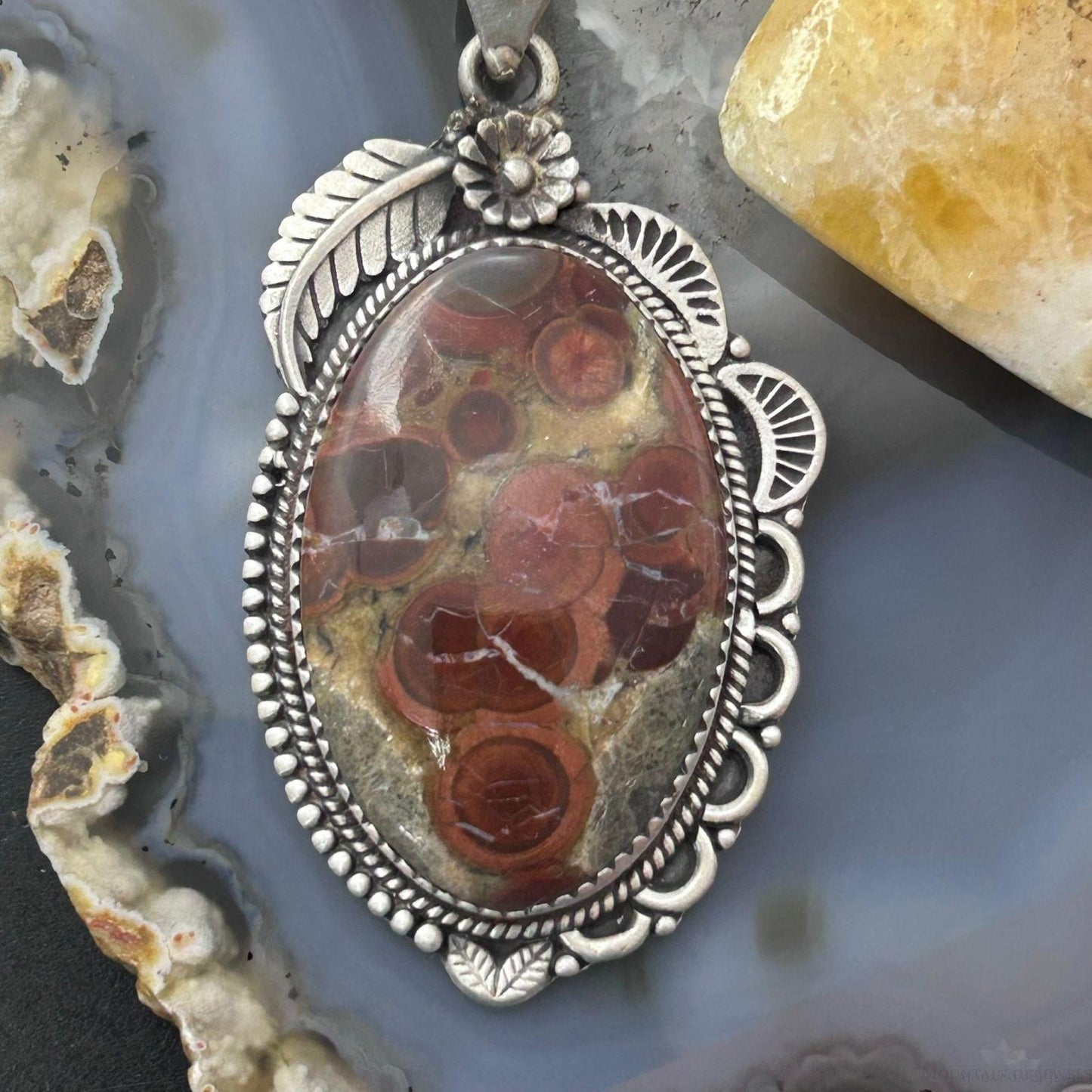 Sterling Silver Southwestern Style Oval Peanut Obsidian Pendant For Women