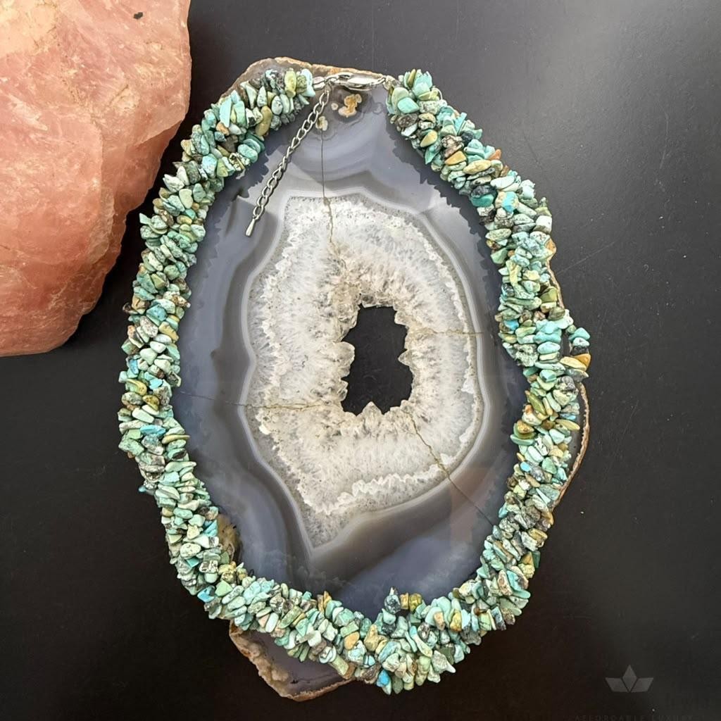 Desert Rose Trading Sterling Silver 5 Interwoven Strand Rough Turquoise Necklace For Women