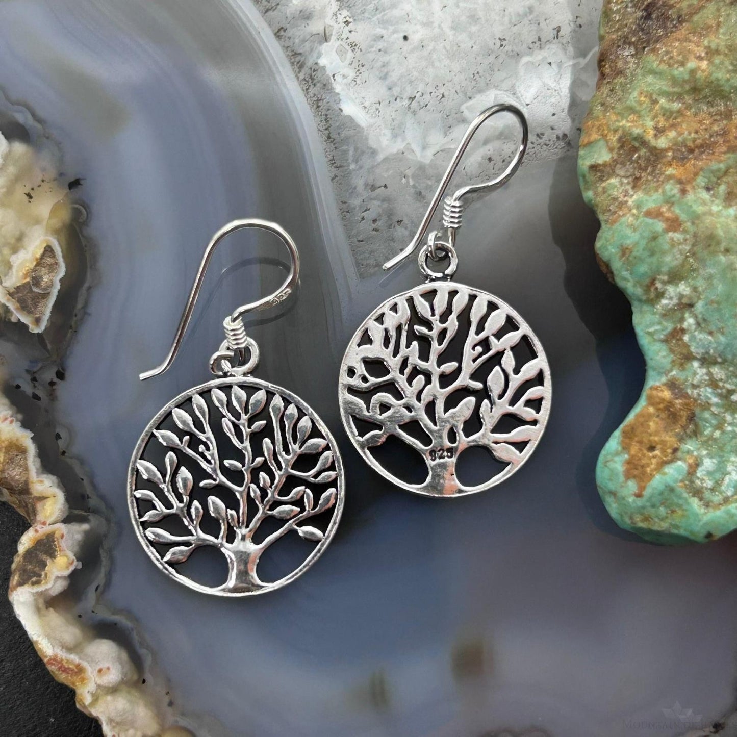 Sterling Silver Tree of Life Dangle Earrings For Women
