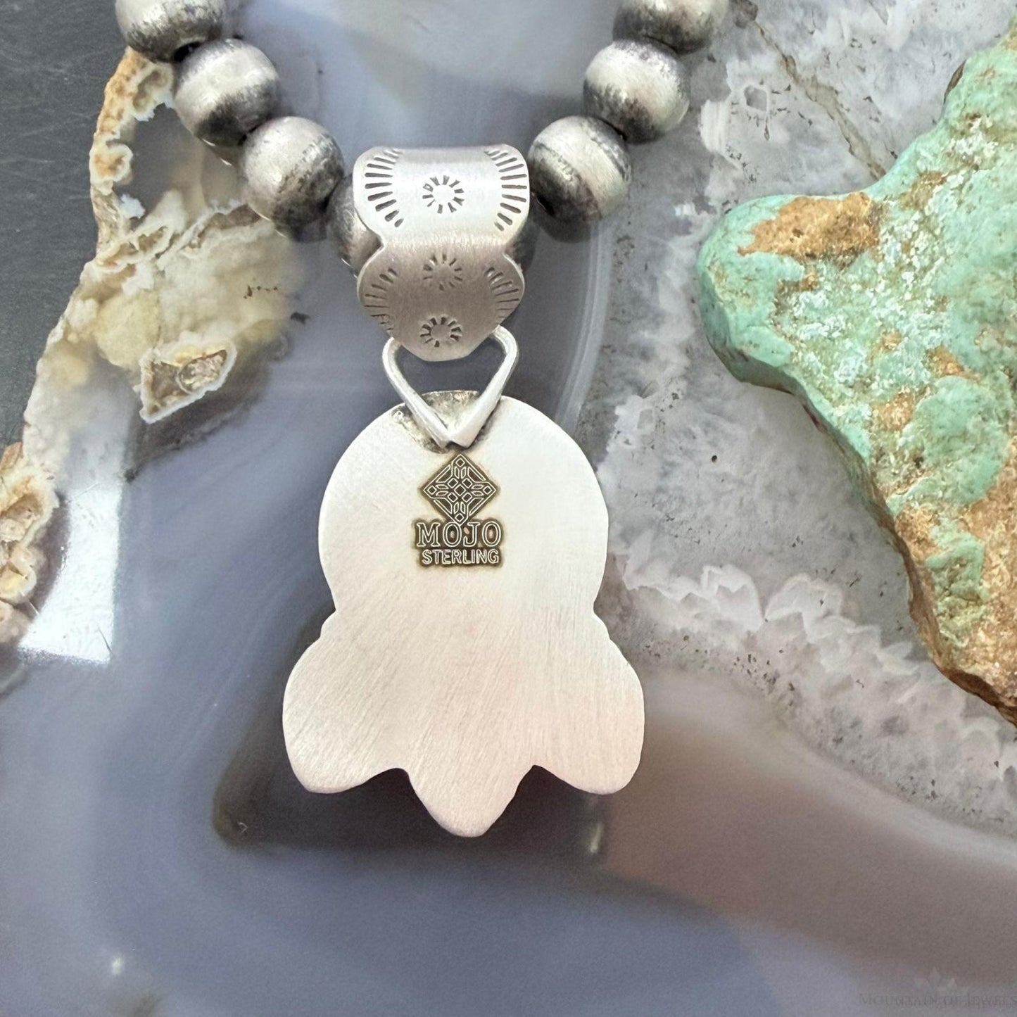 Genuine 1943 90% Silver Mercury Dime Coin w/Teardrop Turquoise Decorated Pendant