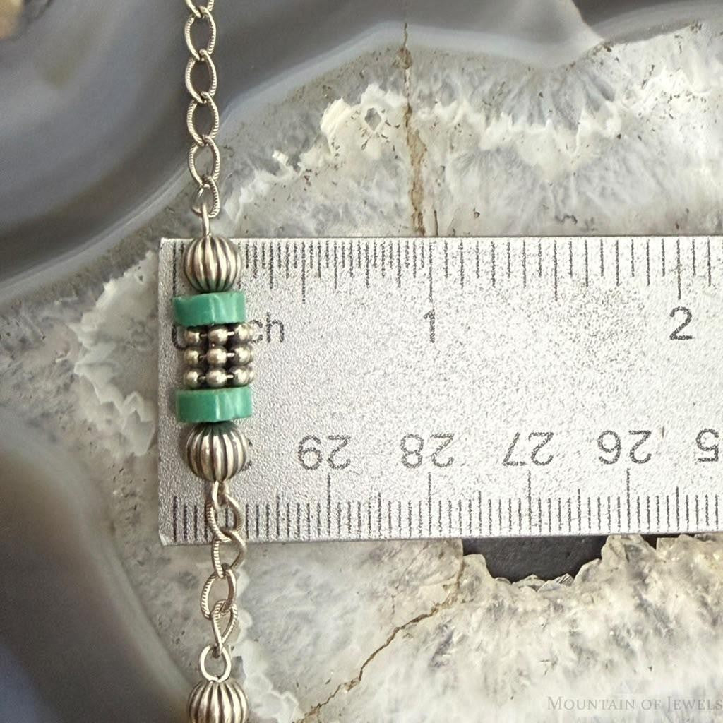 Carolyn Pollack Sterling Silver Turquoise & Spindle Beads 14" Necklace For Women