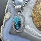 Gilbert Platero Native American Sterling Silver Oval Turquoise Pendant For Women