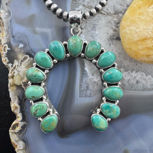Sterling Silver Southwestern Style Turquoise Decorated Naja Pendant For Women