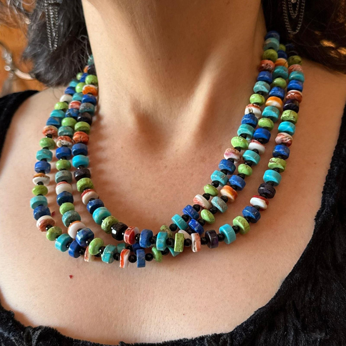 Carolyn Pollack 3 Strand Multi Gemstone Beads 16"-20" Necklace For Women