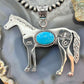 Sterling Silver Turquoise Stamped w/Indigenous Symbols Horse Unisex Pendant