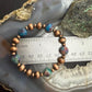 Southwestern Style 4-8mm Copper Navajo Pearl Beads &10mm Jasper Stretch Bracelet For Women
