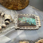 Sterling Silver Southwestern Style Rectangle Blackjack Turquoise Decorated Pendant #3