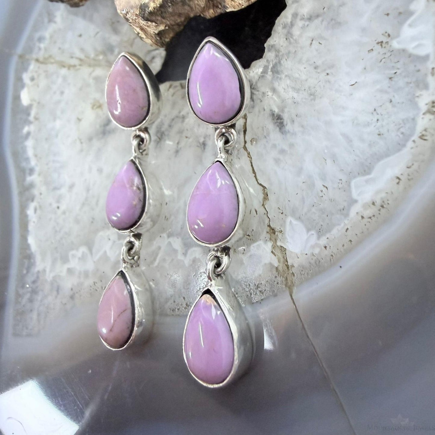 Sterling Silver Native American Teardrop Phosphosiderite Post Earrings For Women