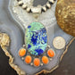 Sterling Silver Southwestern Style Azurite Chrysocolla & Spiny Oyster Decorated Pendant