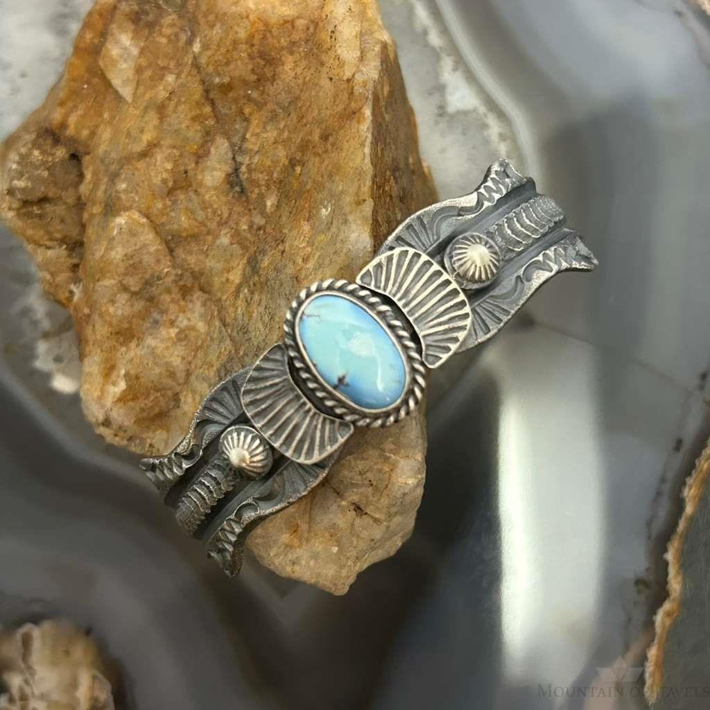 Kevin Billah Native American Sterling Silver Oval Turquoise Bracelet For Women