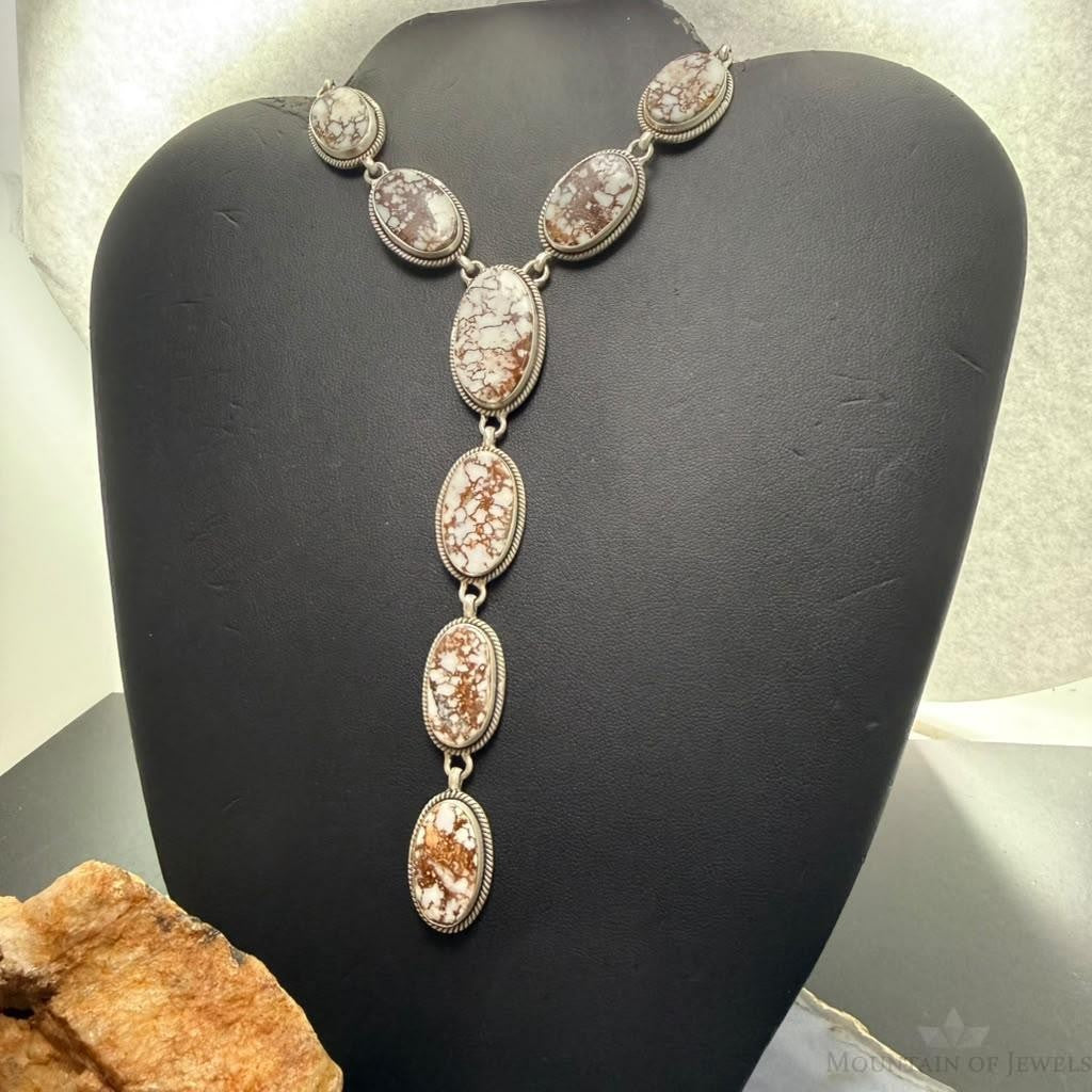 Sterling Silver Southwestern Style 10 Oval Wild Horse Lariat 25" Necklace For Women