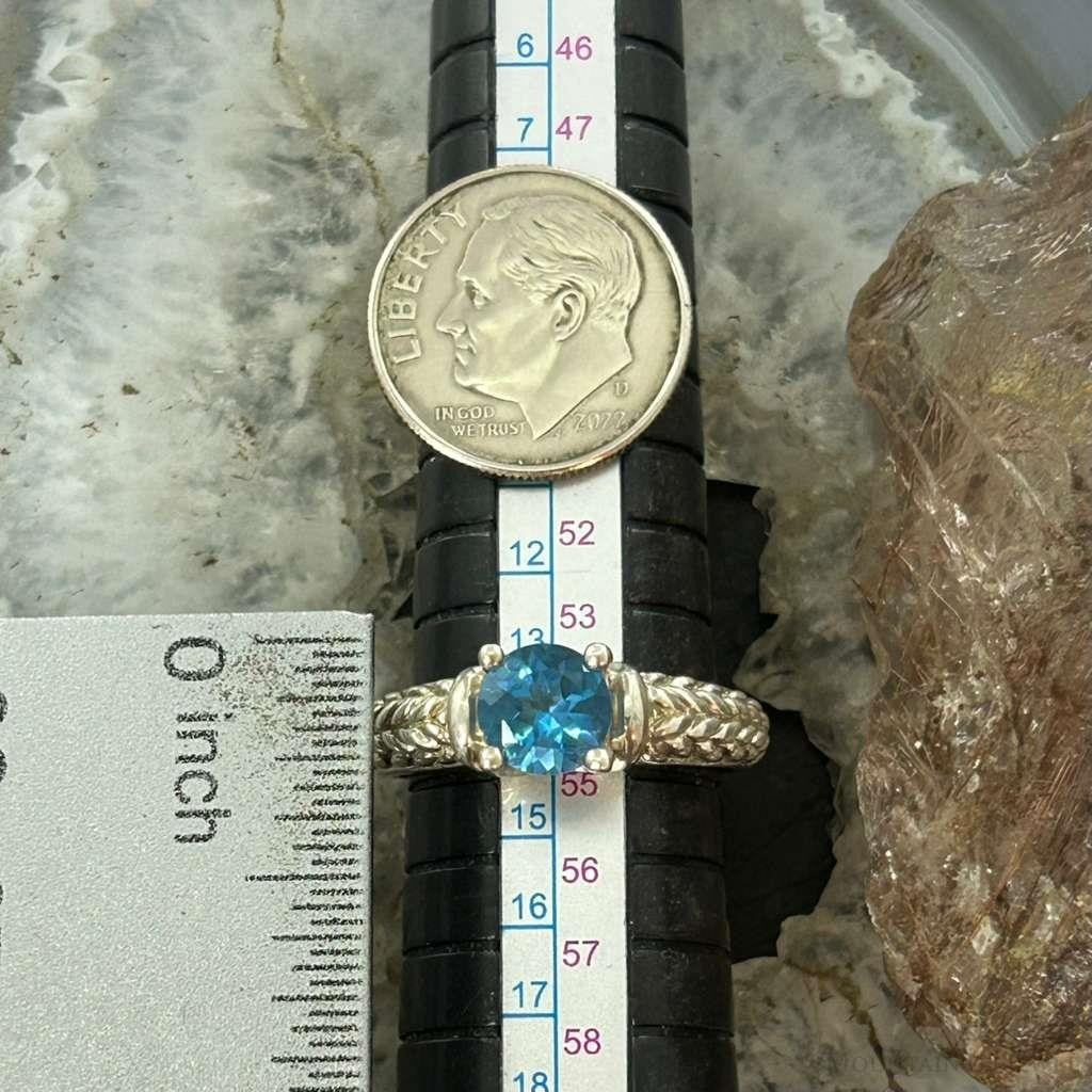 Carolyn Pollack Sterling Silver Faceted Blue Topaz Decorated Ring Size 7 For Women