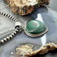 Sterling Silver Southwestern Style Malachite Heart Decorated Pendant For Women