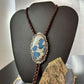 Sterling  Silver Southwestern Style Large Oval K2 Jasper Decorated Bolo Tie For Men