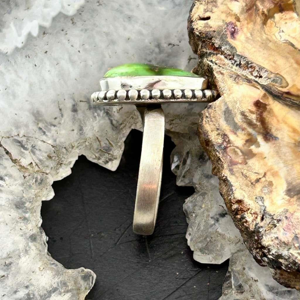 Sterling Silver Southwestern Style Teardrop Sonora Gold Turquoise Adjustable Ring For Women #3
