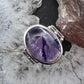 Sterling Silver Southwestern Style Oval Star Amethyst Ring Size 9 For Women