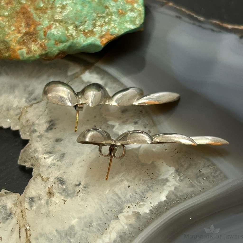 Vintage Sterling Silver Leaf style Fashion Post Earrings For Women
