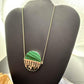 Sterling Silver Malachite With Two Bears In A Forest 20" Necklace For Women