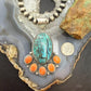 Sterling Silver Southwestern Style Azurite Malachite & Spiny Oyster Decorated Pendant
