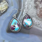 Native American Sterling Silver Turquoise & Spiny Oyster Composite Dangle Earrings For Women